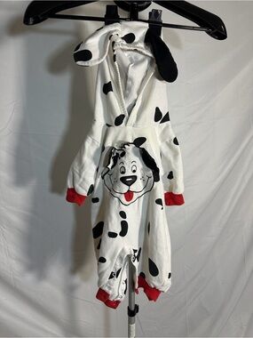 Vintage baby Dalmatian Hooded One-Piece Romper - White with Black Spots